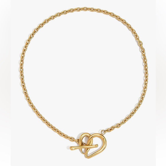 NEW 14K Gold Plated Chain Heart Knot Necklace
